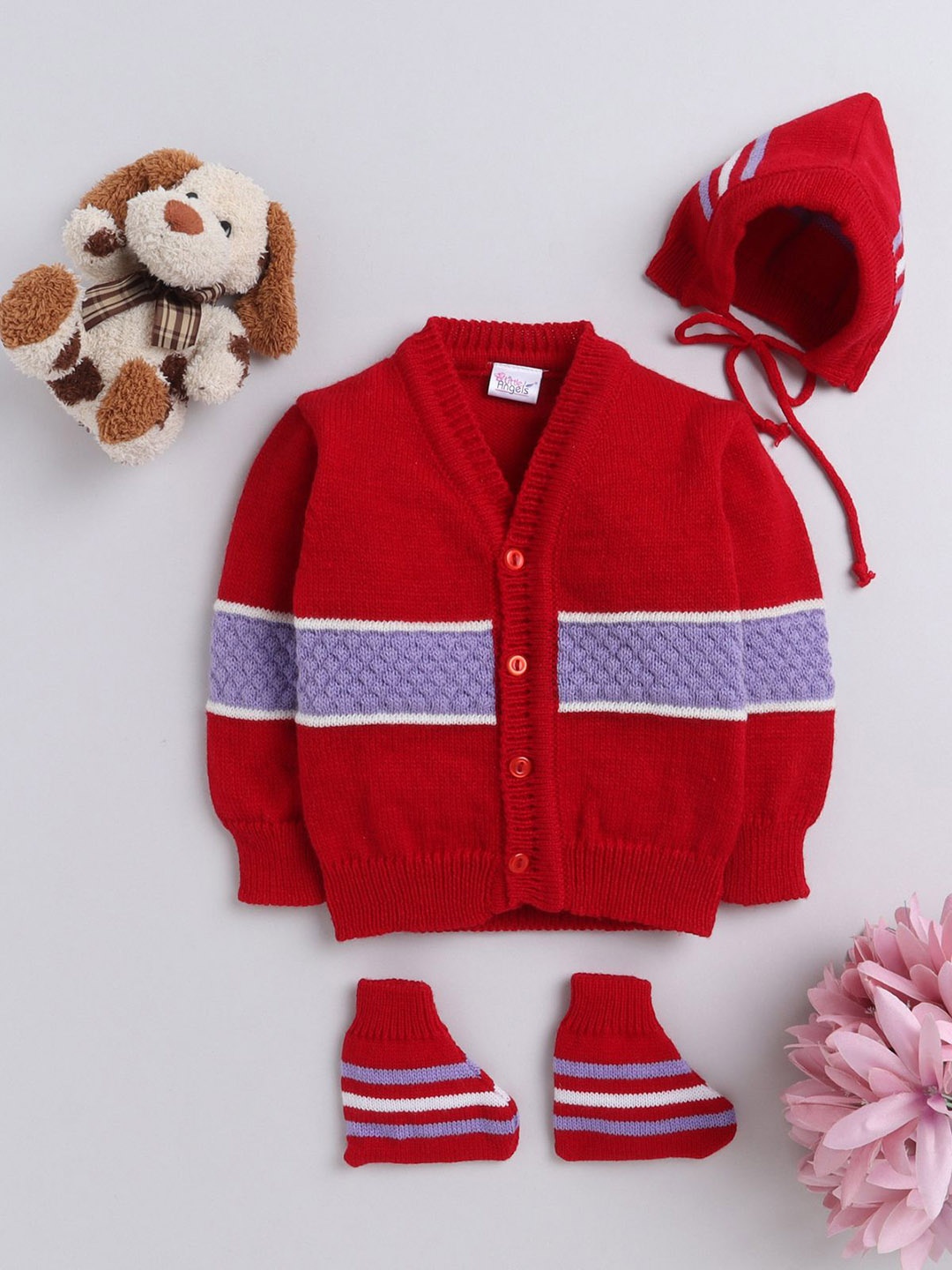 

Little Angels Boys 3-Pcs Textured Baby Apparel Gift Set, Red