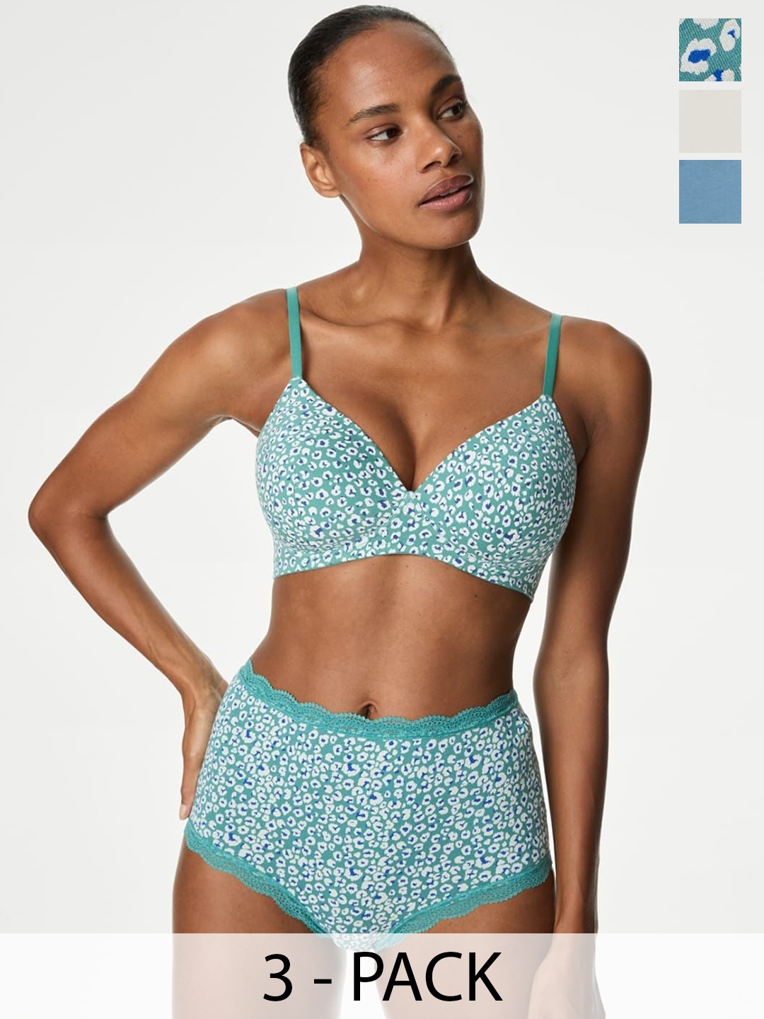 

Marks & Spencer Women Pack Of 3 High-Rise Hipster Briefs T614865FSEA GREEN