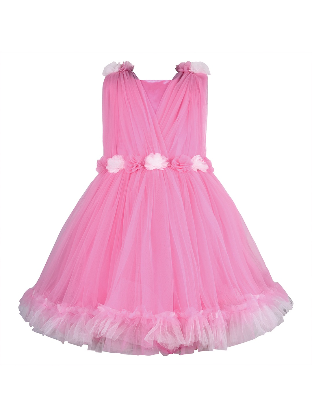 

Wish Karo Girls Round Neck Sleeveless Fit & Flare Dress, Pink