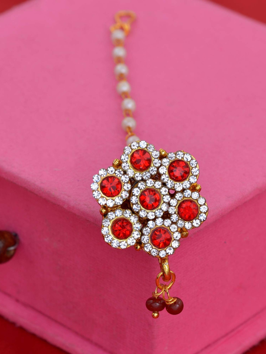 

MEMOIR Gold-Plated Quartz Studded Maang Tikka