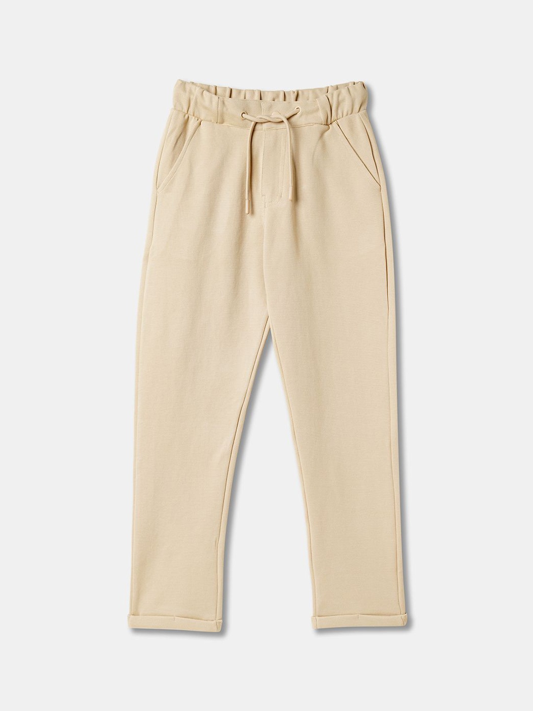 

R&B Boys Regular Fit Mid-Rise Cotton Trousers, Beige