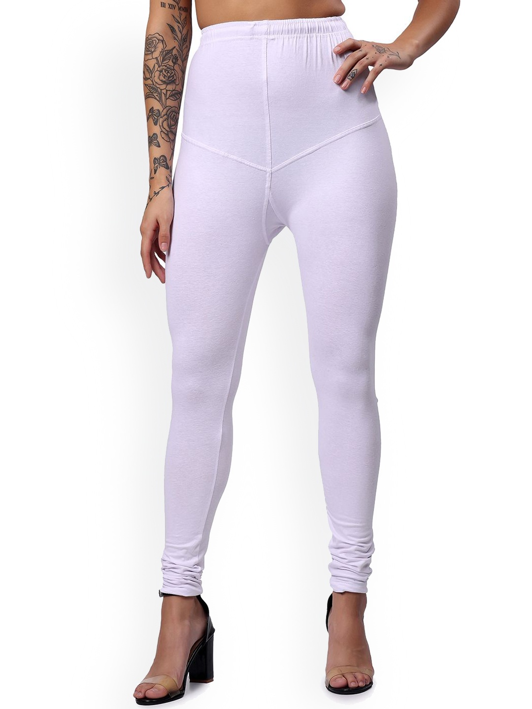 

Keviv Women Cotton Churidar-Length Leggings, White