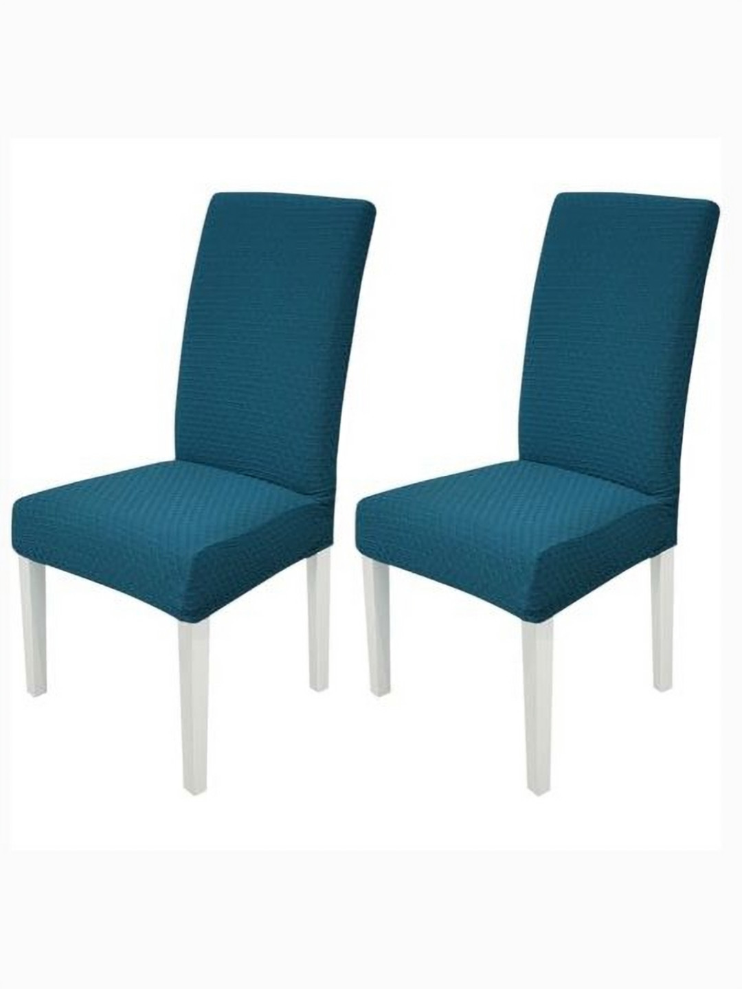 

HOUSE OF QUIRK Teal Blue 2 Pieces Textured Jacquard Removable & Washable Chair Covers
