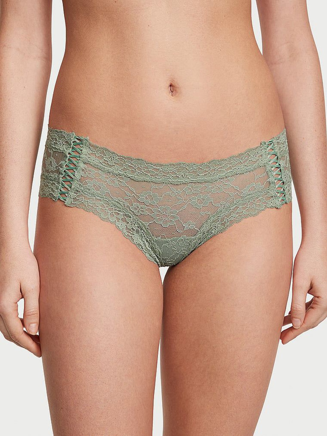 

Victoria's Secret Women Lace Low-Rise Basic Briefs, Green