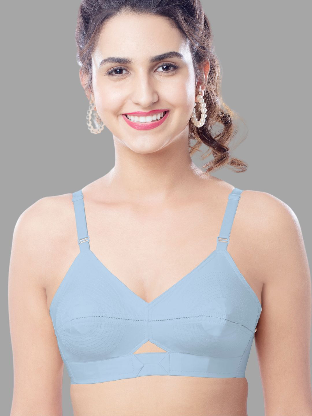 

BRIDA LADIES INNERWEAR Women Cotton Non Padded Full Coverage Minimizer Bra, Blue