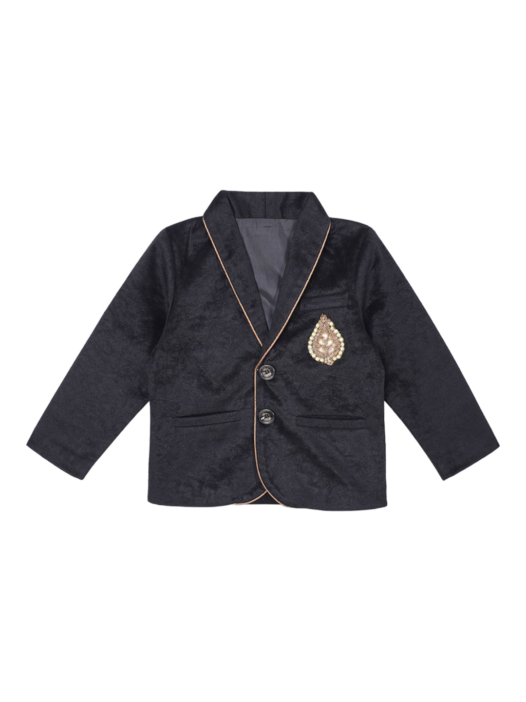 

HOUSE OF VEDAS Kids Notched Lapel Single-Breasted Twill Blazer, Black