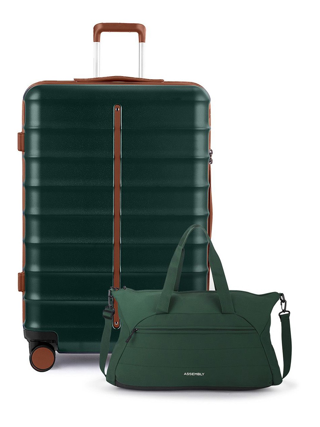

Assembly Hard Sided Trolley Suitcase With Laptop Bag, USB Charging Port & Shoe Pocket, Green