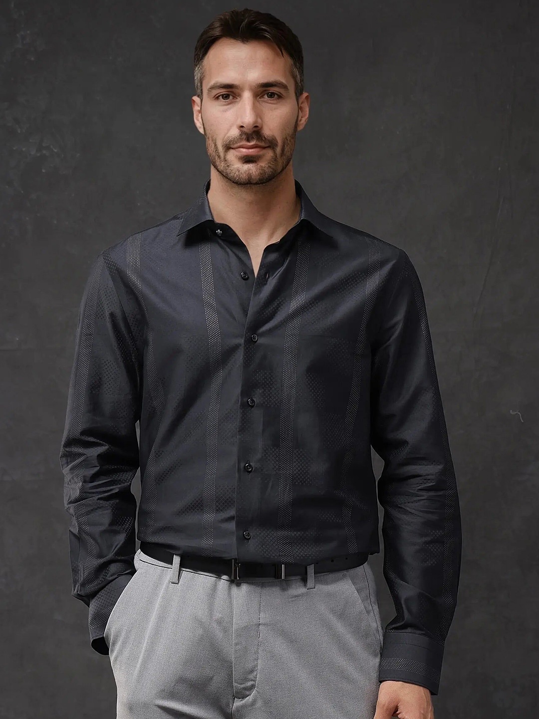 

RARE RABBIT Men Comfort Opaque Party Shirt, Black