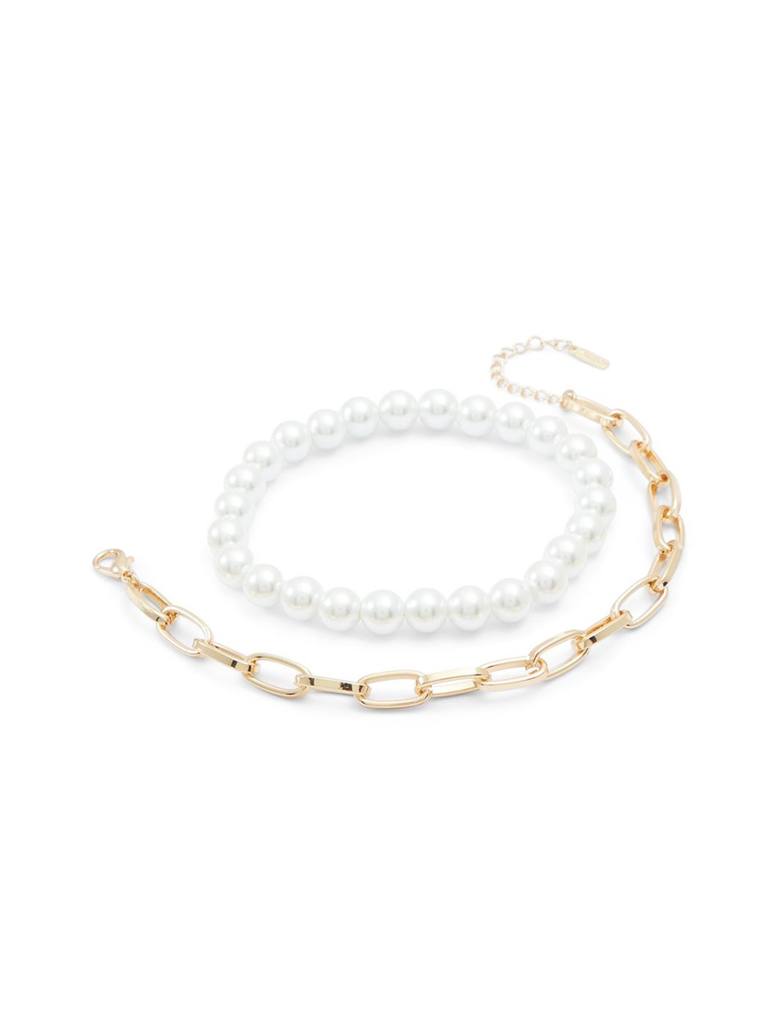 

ALDO Set Of 2 Pearls Link Bracelets, Gold