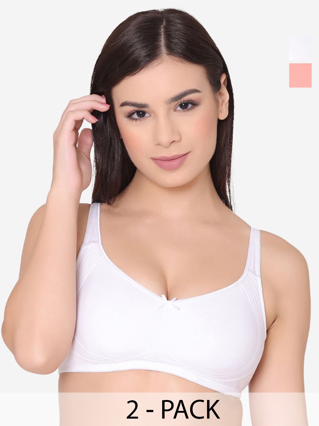 

GROVERSONS Paris Beauty Pack Of 2 Full Coverage Everyday Bra With All Day Comfort, Peach