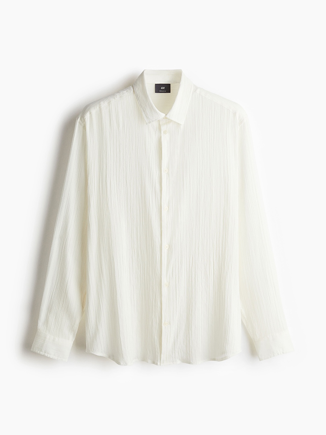 

H&M Regular Fit Textured Shirt, White
