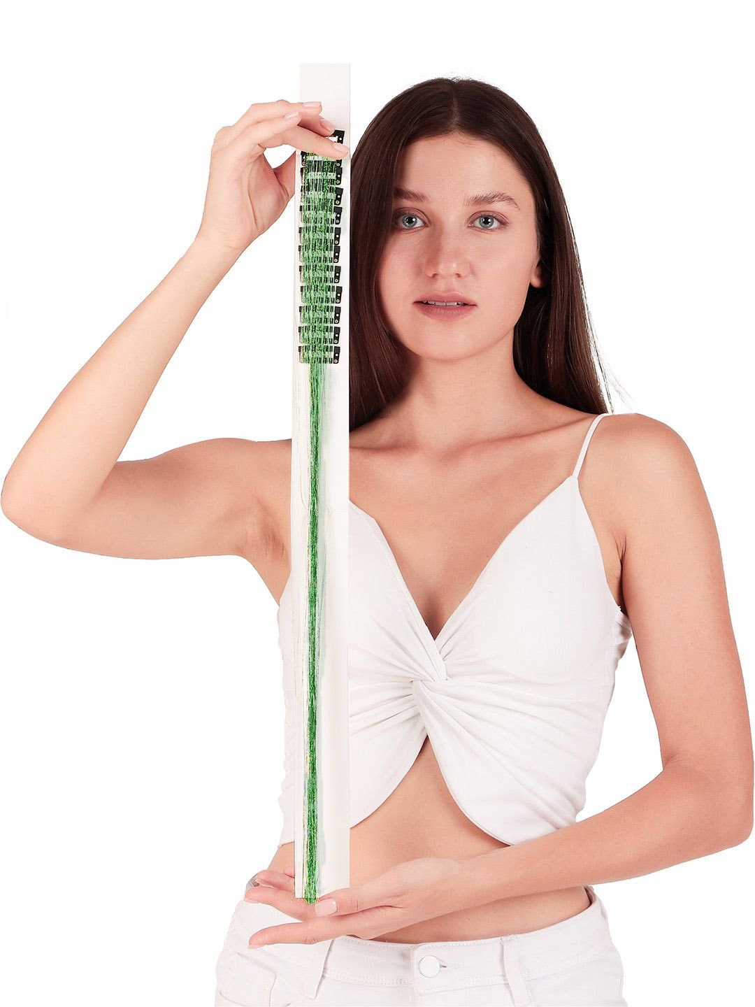 

Secret Lives Set Of 12 Clip In Coloured Strand Hair Extensions 24 Inch - Light Green