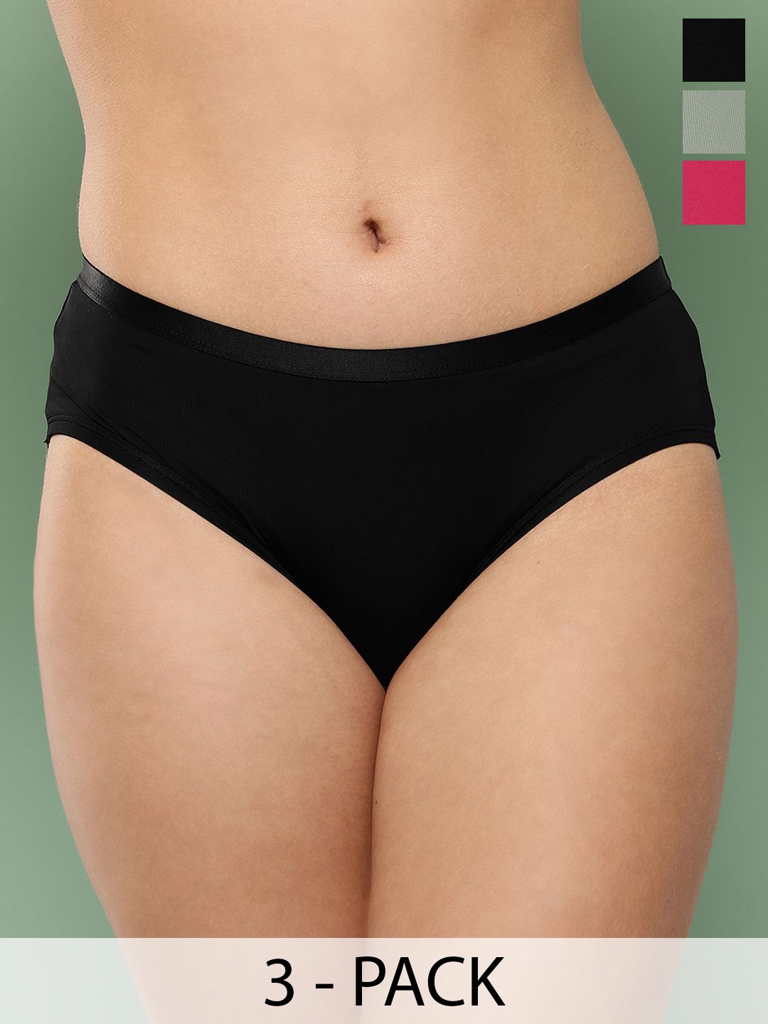 

Leading Lady Women Pack Of 3 Hipster Briefs, Black