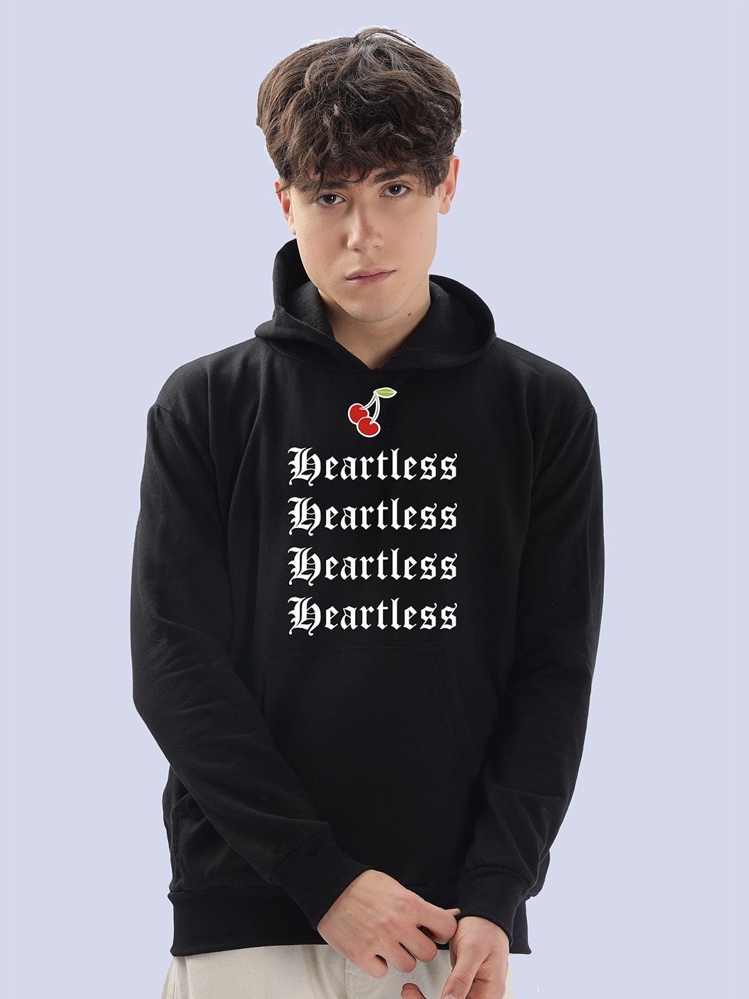 

FALTU.CO Men Printed Hooded Sweatshirt, Black
