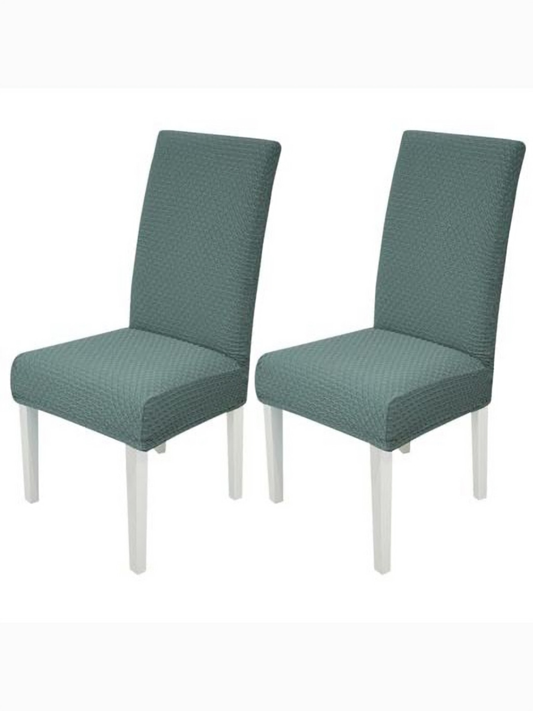 

HOUSE OF QUIRK Green 2 Pieces Textured Jacquard Removable & Washable Chair Covers
