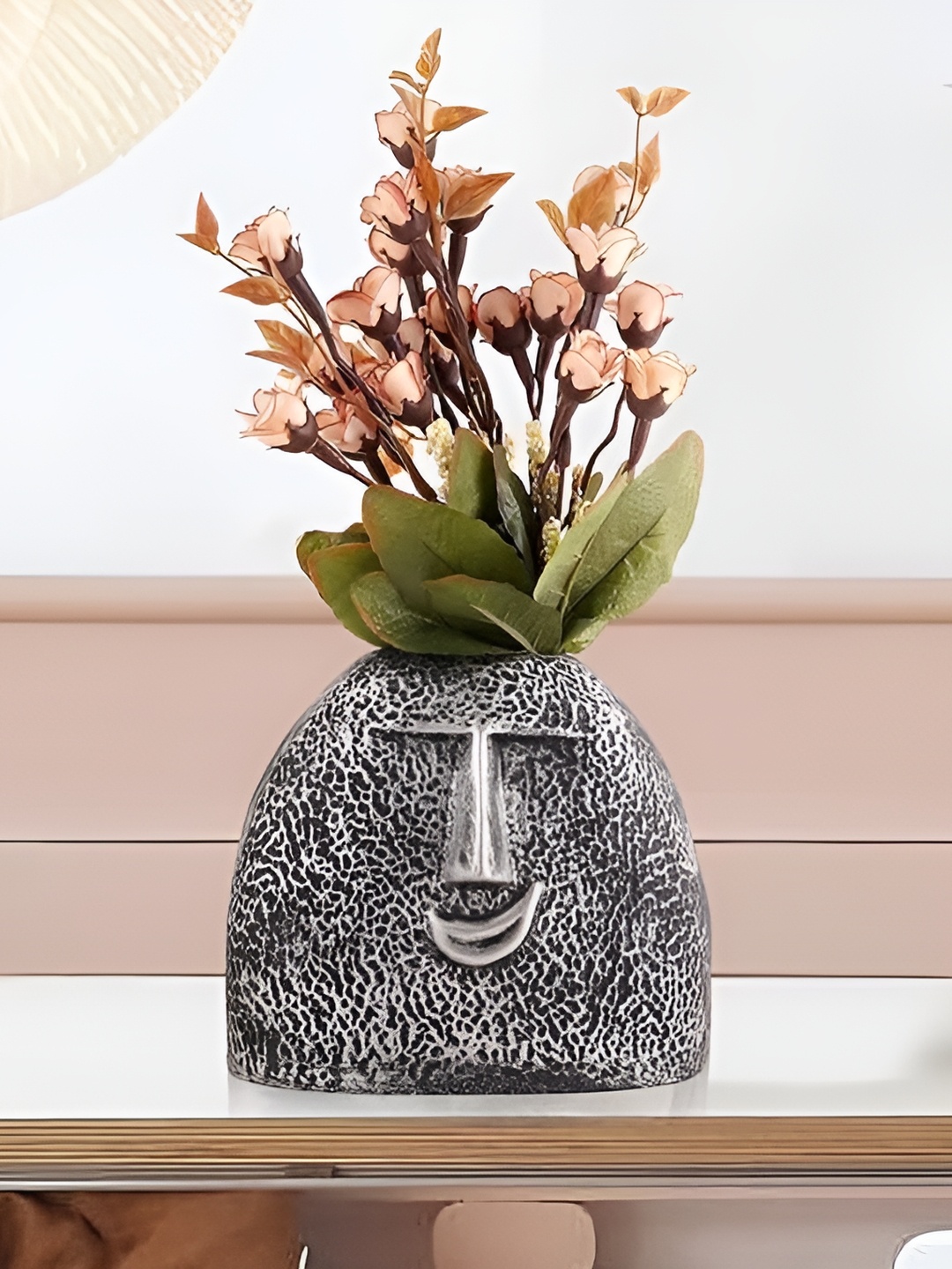 

Zart Grey Printed Round Shaped Flower Vases