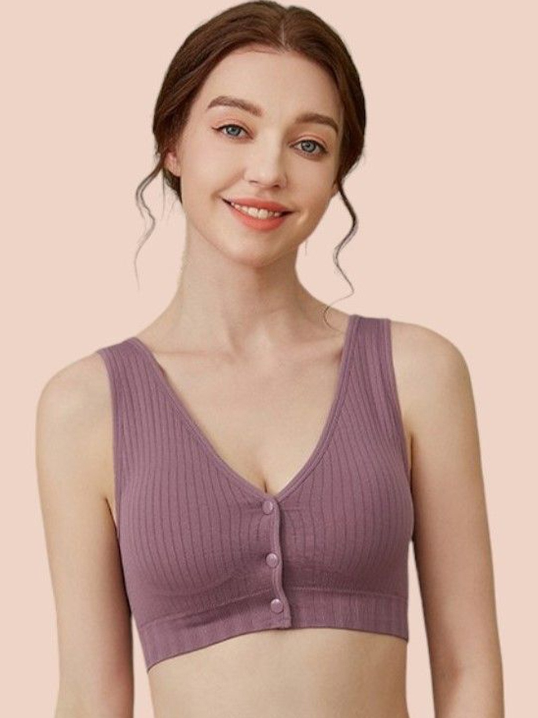 

PLUMBURY Full Coverage Lightly Padded Maternity Bra, Purple