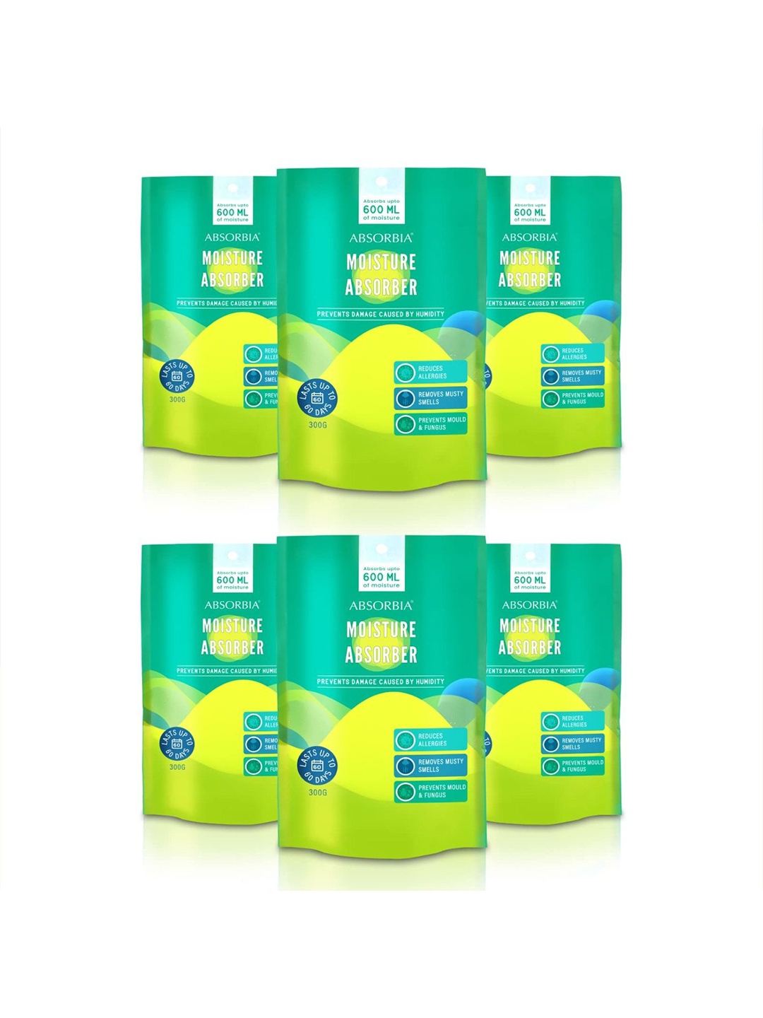 

Absorbia Green 6 Pieces Absorbia Moisture Absorber 600 ml Each