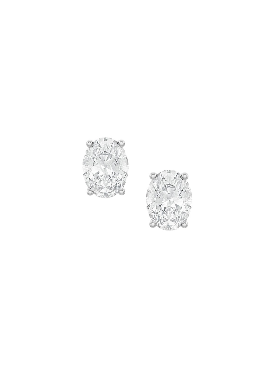 

MISS JO 92.5 Sterling Silver Rhodium-Plated Solitaire CZ Studded Studs Earrings