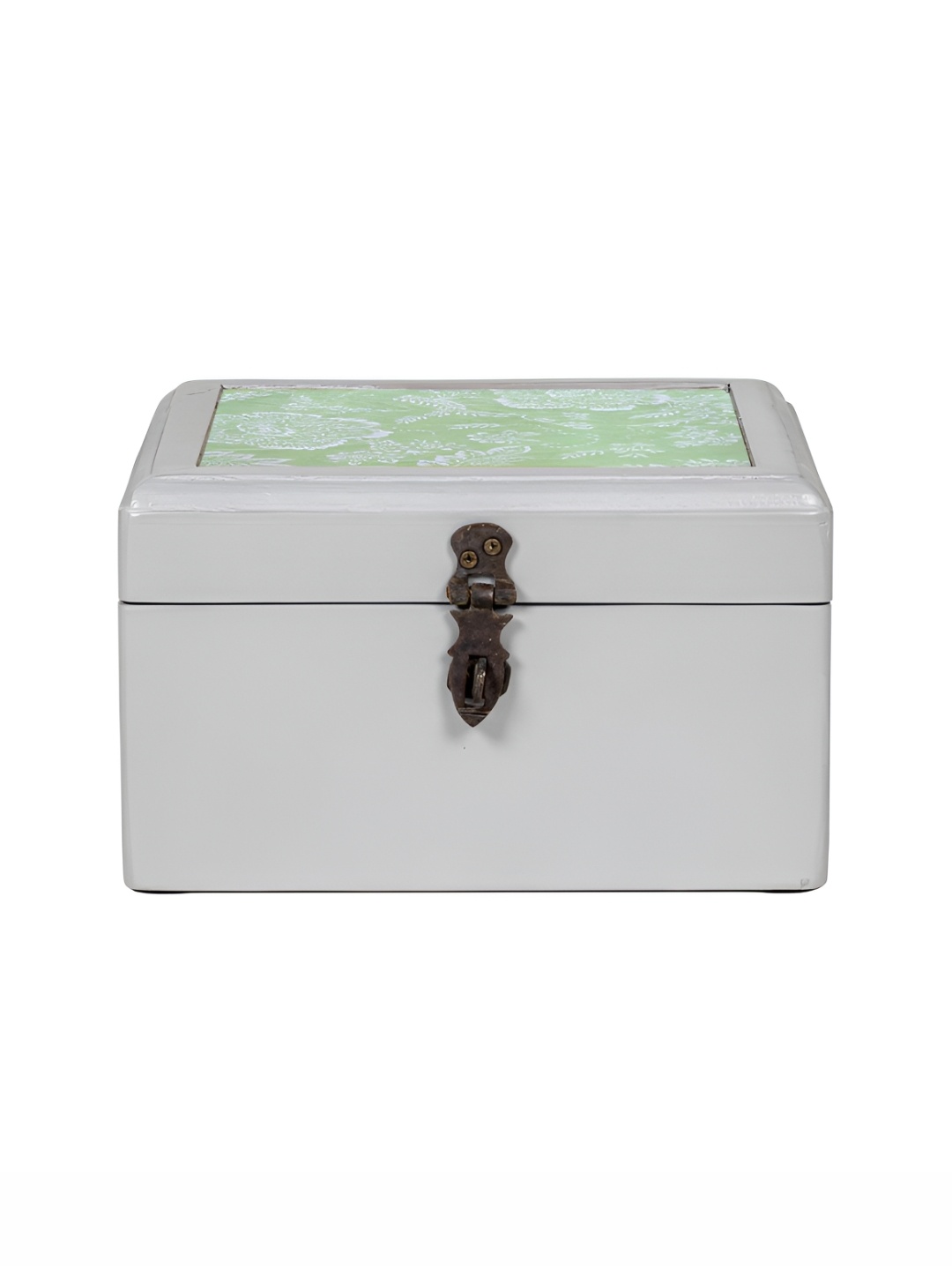 

Contrast Living Green and White Floral Printed Wooden Regular Jewellery Organiser