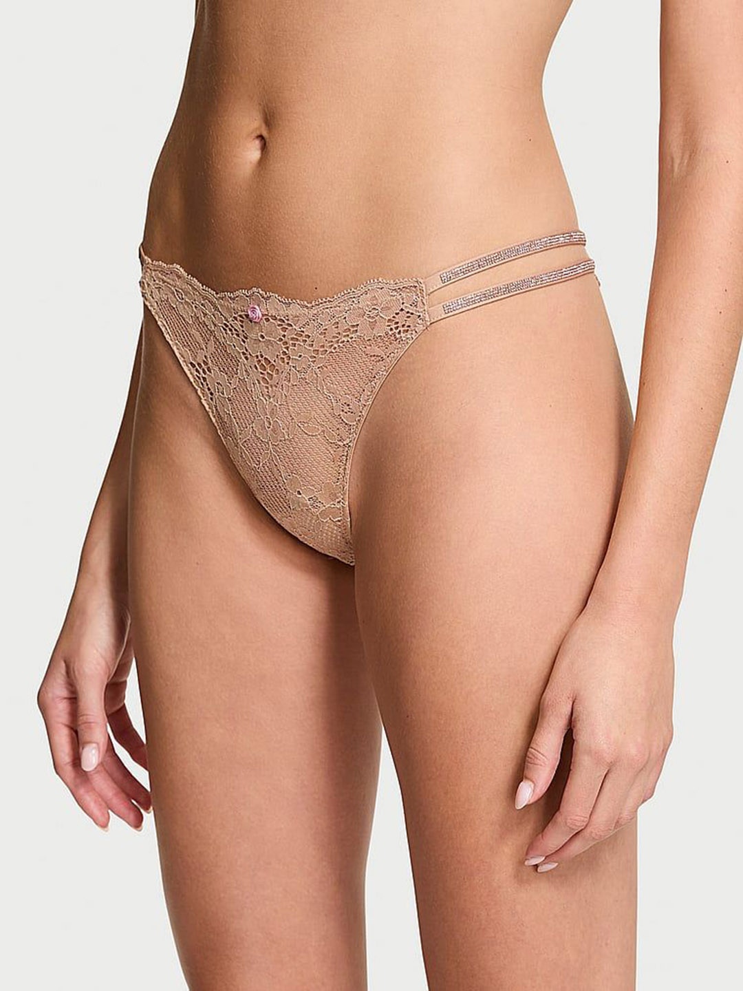 

Victoria's Secret Women Lace Low-Rise Basic Briefs, Beige