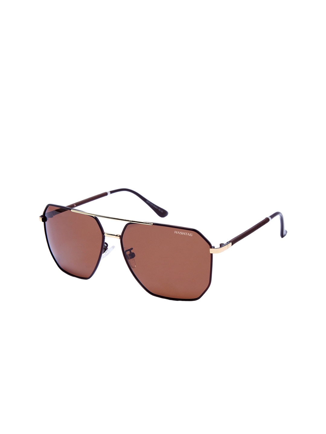 

HASHTAG EYEWEAR Unisex Oversized Sunglasses with UV Protected Lens SGHT54_10_C3, Brown