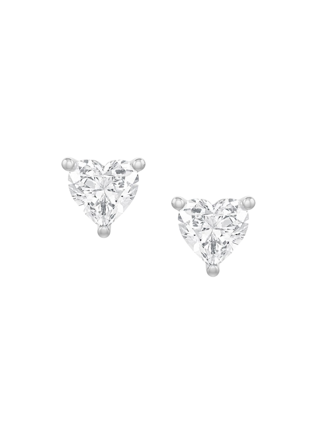 

MISS JO 92.5 Sterling Silver Rhodium-Plated Solitaire CZ Studded Studs Earrings