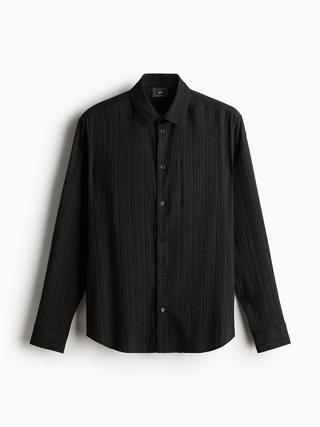 

H&M Regular Fit Textured Shirt, Black