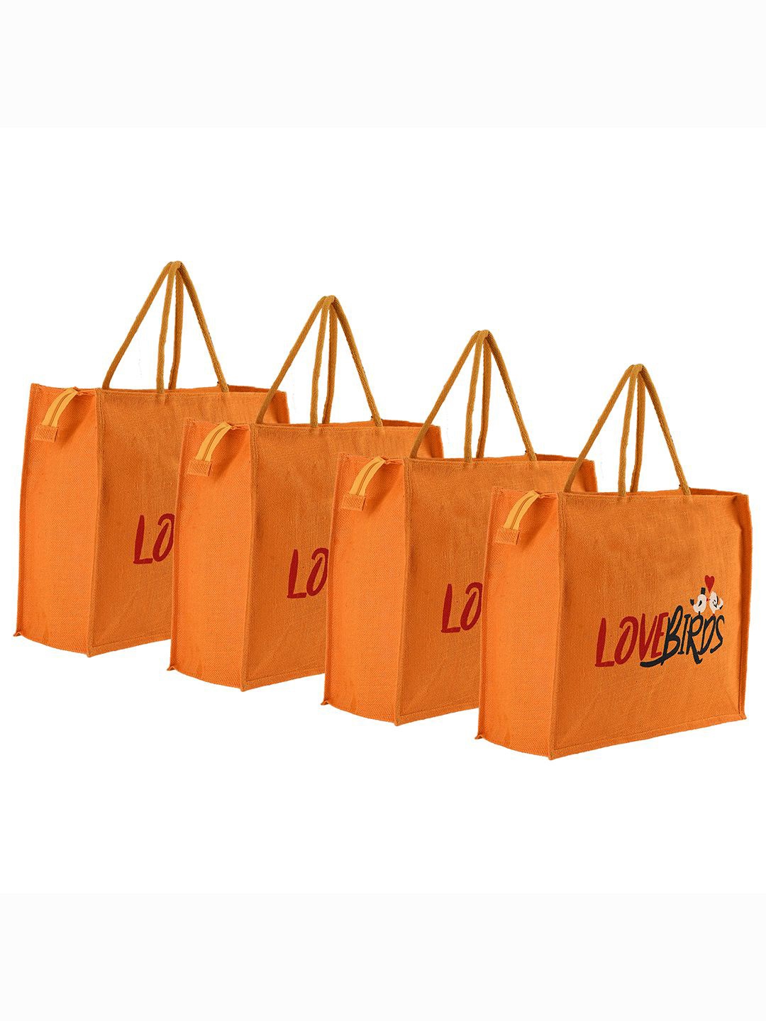 

Kuber Industries Unisex Pack Of 4 Typography Printed Shopper Lunch Bags, Orange