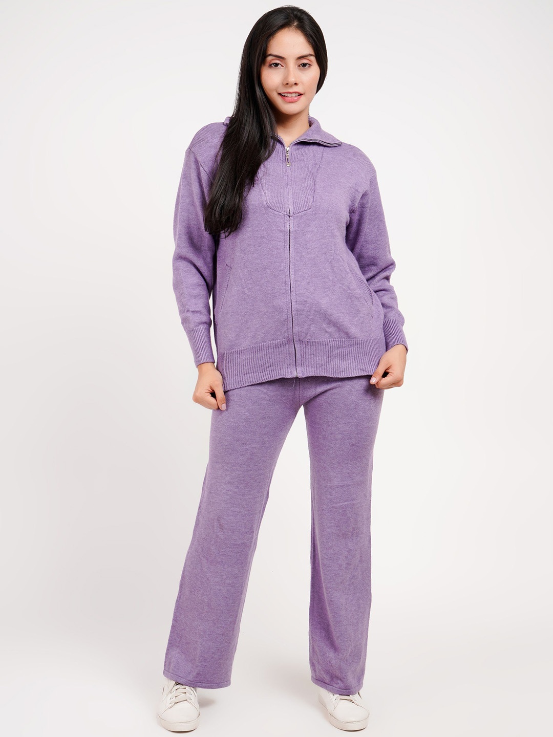 

Lugo Polo Collar Long Sleeves Sweatshirt With Trouser, Purple