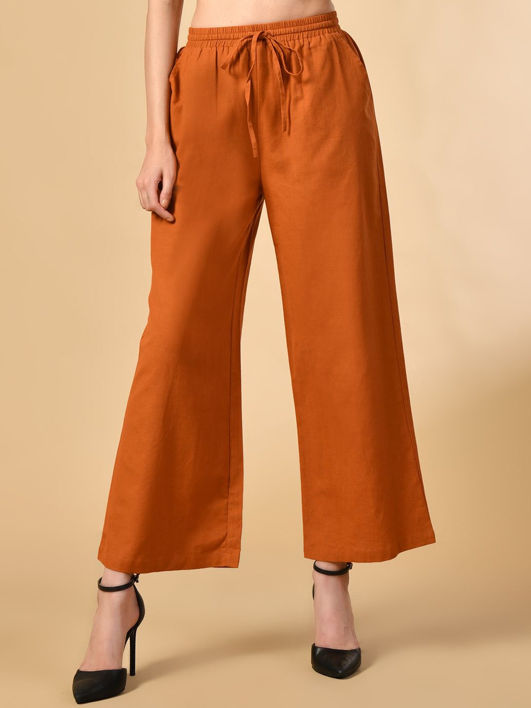 

PRETTY LOVING THING Women Pure Cotton Regular Fit Trousers, Rust