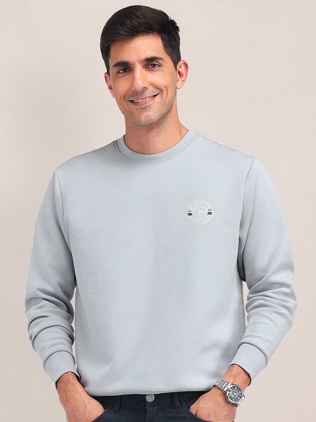 

U.S. Polo Assn. Men Brand Logo Cotton Sweatshirt, Grey