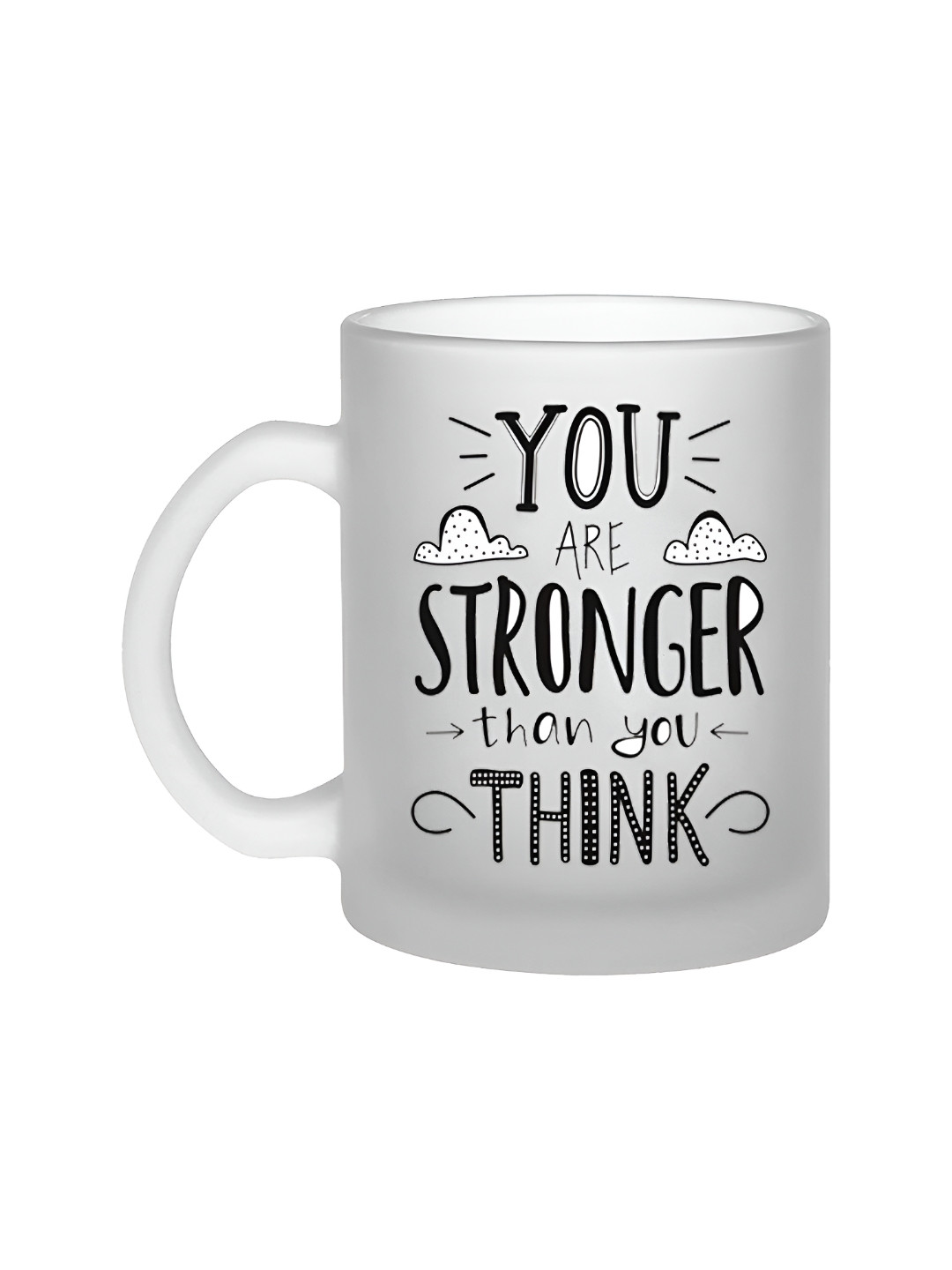 

SUBLIKRAFT White & Black Printed Dishwasher Safe Glass Glossy Cup