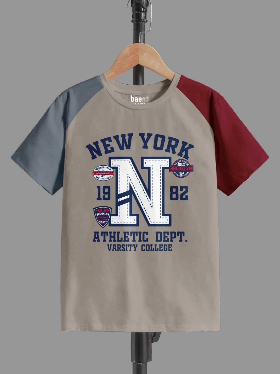 

BAESD Boys Typography Printed Round Neck Pure Cotton T-shirt, Grey