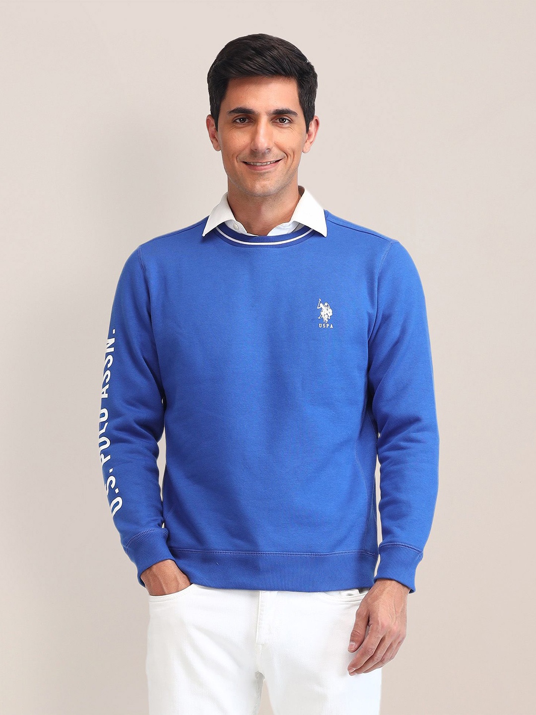 

U.S. Polo Assn. Men Long Sleeves Brand Logo Printed Sweatshirt, Blue