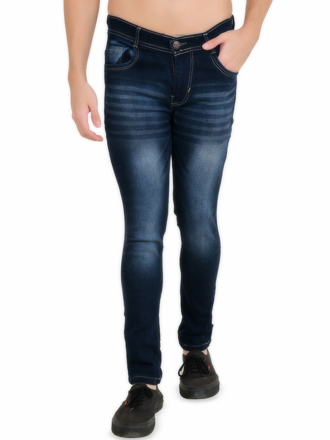 

COMFITS Men Classic Slim Fit Heavy Fade Cotton Jeans, Blue