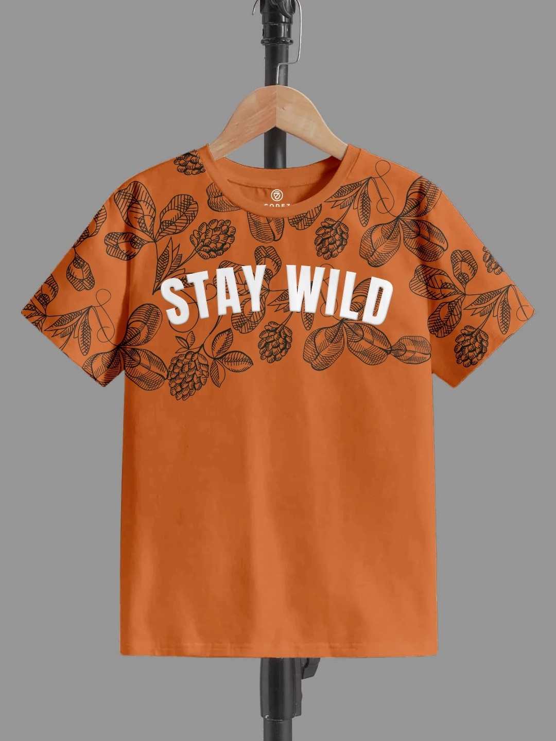 

CODEZ Boys Typography Printed Round Neck Pure Cotton T-shirt, Orange