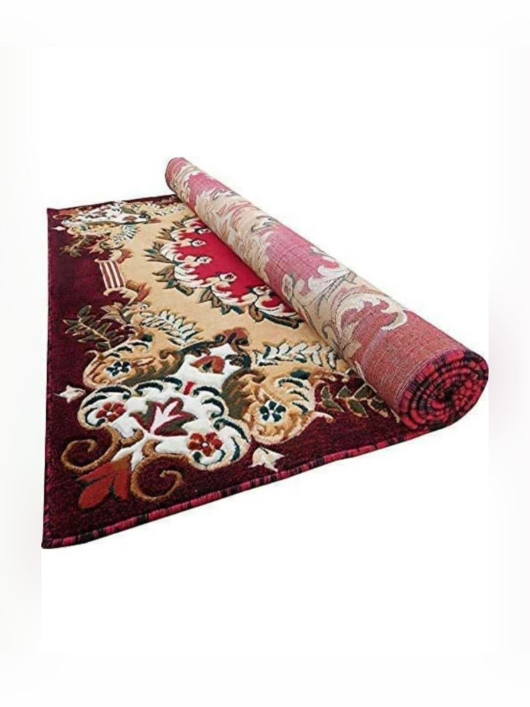 

Samjeeda Handloom carpets Red & Black Floral Printed Anti-Skid Carpet