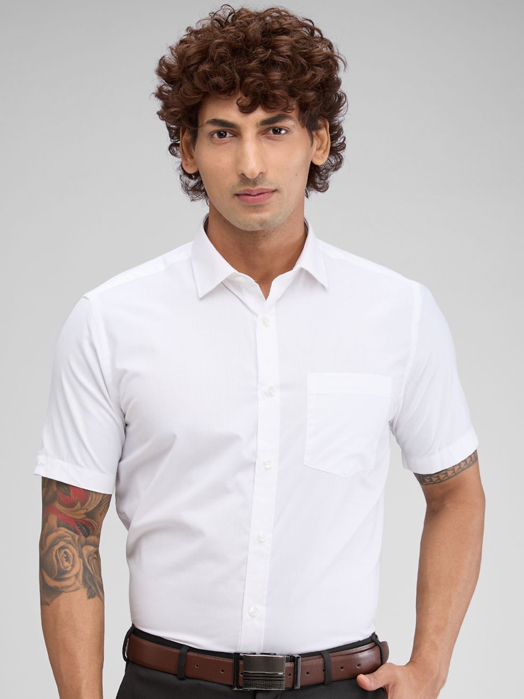 

Parx Men Spread Collar Solid Formal Shirt, White
