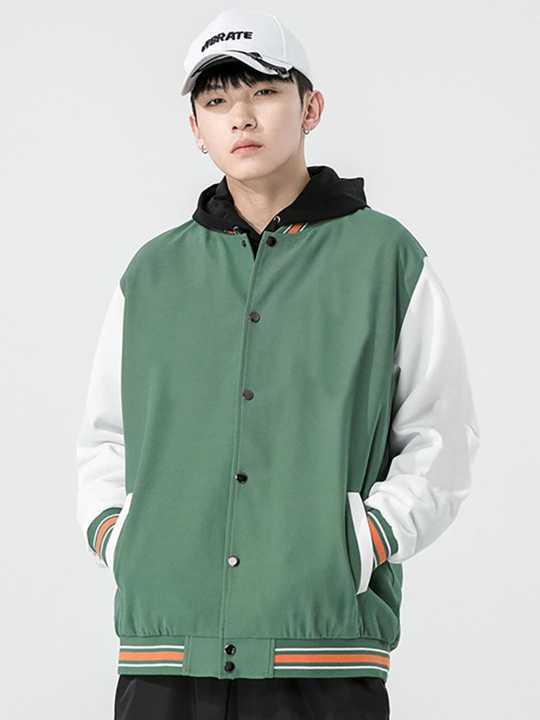 

StyleCast x Revolte Men Hooded Colourblocked Casual Bomber Jacket, Green