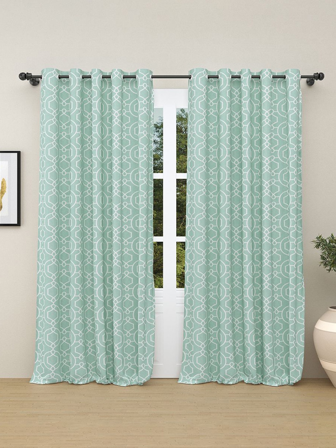 

haus & kinder Blue & White 2 Pieces Room Darkening Pure Cotton Door Curtain