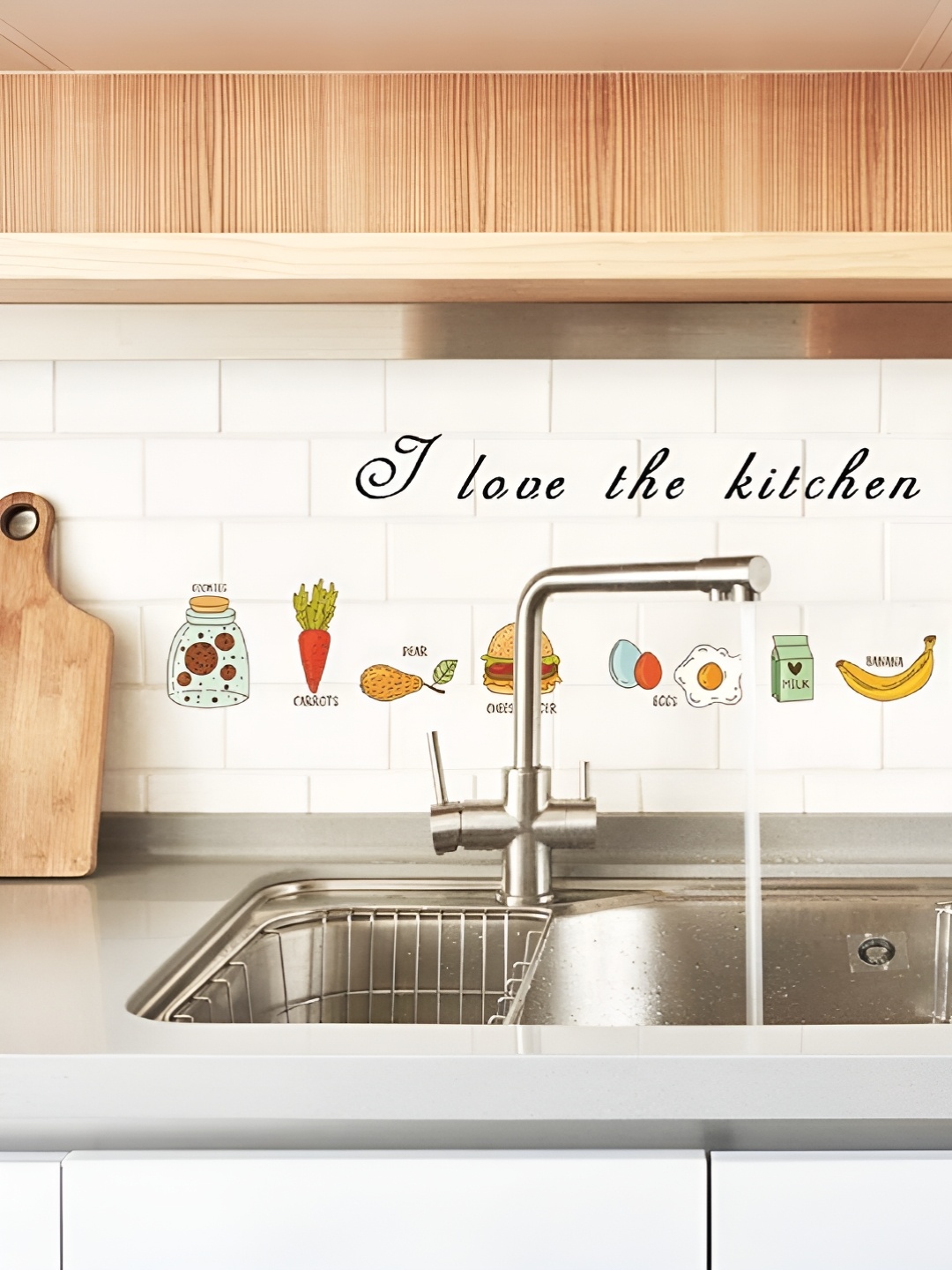 

Asian royal Yellow & Green Fruits & Vegetables Printed Oil Proof Kitchen Wall Sticker