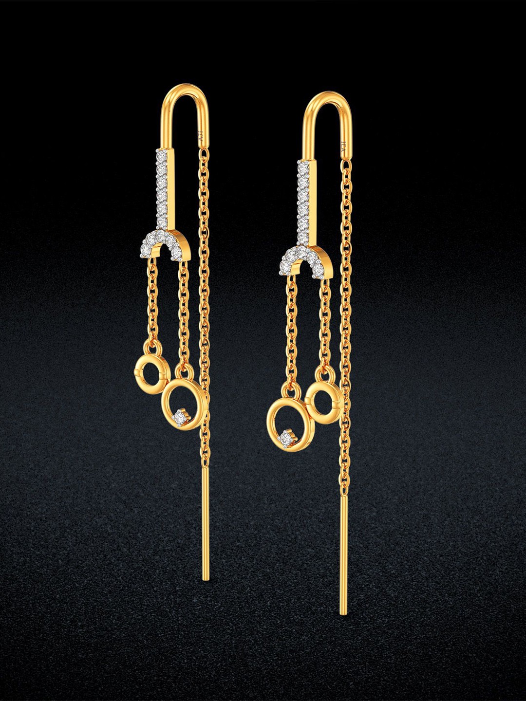 

Joyalukkas 22KT Dual Drop Circlet Gold Earrings 3.83g
