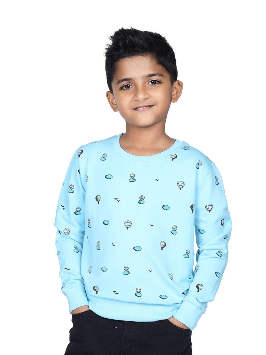 

CRAZYPENGUIN ELITE Boys Printed Cotton Round Neck Full Sleeves Pullover Sweatshirt, Blue