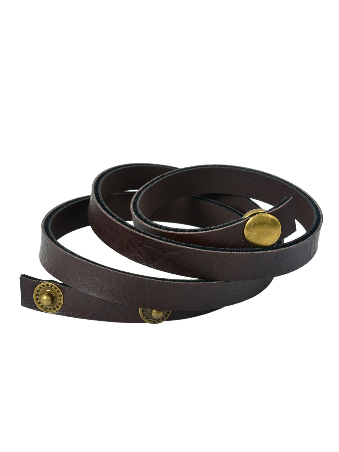 

MEMOIR Men Leather Rhodium-Plated Rockstar Wraparound Btan Belt Bracelet, Black