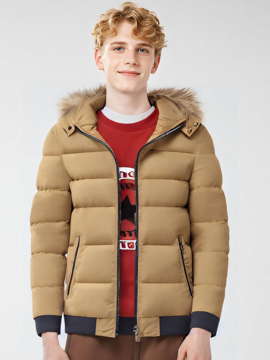 

StyleCast x Revolte Men Hooded Solid Casual Parka Jacket, Khaki