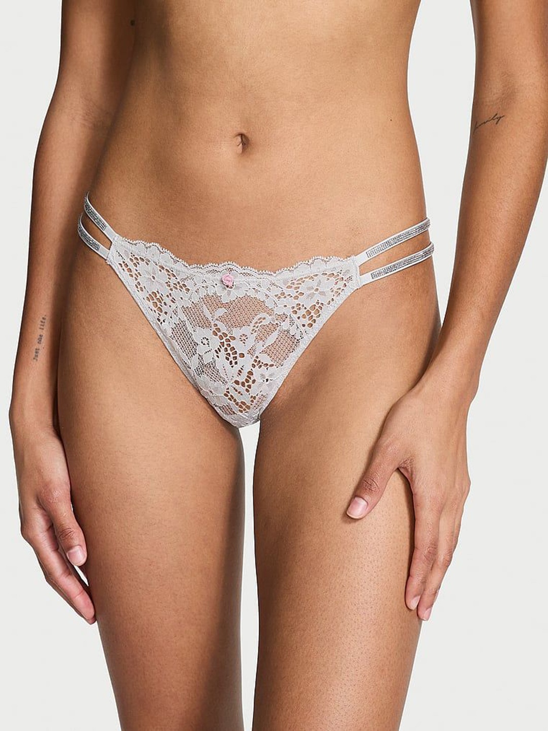 

Victoria's Secret Self Designed Strap Lace Thongs Briefs, Grey