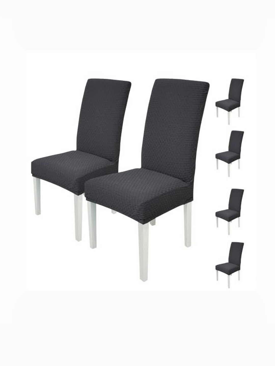 

HOUSE OF QUIRK Charcoal 6 Pieces Textured Jacquard Removable & Washable Chair Covers