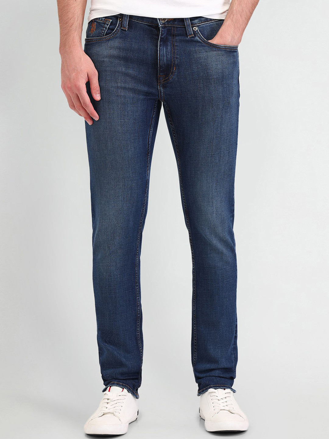

U.S. Polo Assn. Denim Co. Men Justin Skinny Fit Light Fade Stretchable Mid-Rise Jeans, Blue