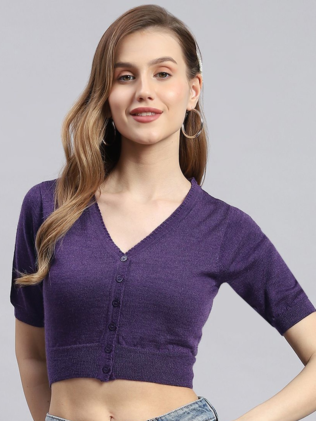 

Monte Carlo Women Woollen Cardigan, Purple